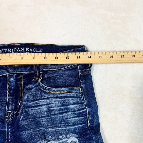 American Eagle Jeans Blue Distressed Casual Super Low Jegging Women's Size 6 - Picture 9 of 14